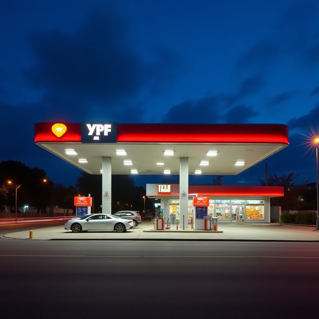 Estación YPF en zona urbana de Buenos Aires